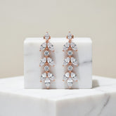 CUBIC ZIRCONIA COLLECTION - DAINTY DROP SPARKLE EARRINGS - CZER452 ROSE GOLD