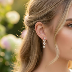 CUBIC ZIRCONIA COLLECTION - DAINTY DROP SPARKLE EARRINGS - CZER452 ROSE GOLD