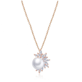 CUBIC ZIRCONIA COLLECTION - DAZZLING PEARL PENDANT - CZNK73 ROSE GOLD