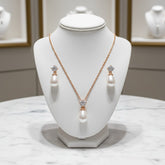 CUBIC ZIRCONIA COLLECTION - TIMELESS ELEGANCE NECKLACE SET- (CZNK74AA) CHAMPAGNE GOLD