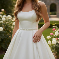 ATHENA COLLECTION - PEARL EMBELLISHED BRIDAL BELT - SILVER (23)