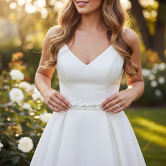 ATHENA COLLECTION - PEARL EMBELLISHED BRIDAL BELT - SILVER (23)