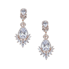 CUBIC ZIRCONIA COLLECTION - STATEMENT CHANDELIER EARRINGS -rose gold (CZER399)
