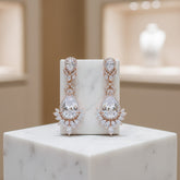 CUBIC ZIRCONIA COLLECTION - STATEMENT CHANDELIER EARRINGS -rose gold (CZER399)