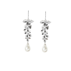 ATHENA COLLECTION - DELICATE ORCHID CHANDELIER EARRINGS - CZER455 SILVER