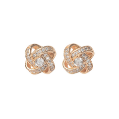 ATHENA COLLECTION - CRYSTAL KNOT BRIDAL EARRINGS - (CZER457) ROSE GOLD