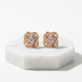 ATHENA COLLECTION - CRYSTAL KNOT BRIDAL EARRINGS - (CZER457) ROSE GOLD