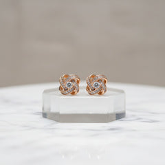 ATHENA COLLECTION - CRYSTAL KNOT BRIDAL EARRINGS - (CZER457) ROSE GOLD
