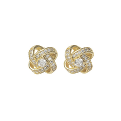 ATHENA COLLECTION - CRYSTAL KNOT BRIDAL EARRINGS - (CZER457) GOLD