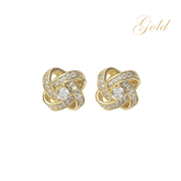 ATHENA COLLECTION - CRYSTAL KNOT BRIDAL EARRINGS - (CZER457) GOLD
