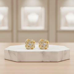 ATHENA COLLECTION - CRYSTAL KNOT BRIDAL EARRINGS - (CZER457) GOLD
