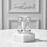 CUBIC ZIRCONIA COLLECTION - DAISY CRYSTAL EARRINGS - CZER459 (SILVER)