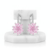 CUBIC ZIRCONIA COLLECTION - PETITE CRYSTAL SPARKLE EARRINGS - CZER461 PINK ROSE