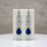 CZ COLLECTION - SPARKLING GLAMOUR EARRINGS - CZER444 SAPPHIRE BLUE