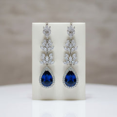 CZ COLLECTION - SPARKLING GLAMOUR EARRINGS - CZER444 SAPPHIRE BLUE