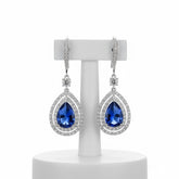 CUBIC ZIRCONIA COLLECTION - CHIC STARLET EARRINGS - CZER462 SAPPHIRE BLUE