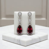 CUBIC ZIRCONIA COLLECTION - CRYSTAL SPLENDOUR EARRINGS - CZER393 RED