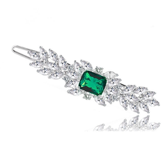CZ COLLECTION - VINTAGE INSPIRED CRYSTAL CLIP - (CLIP 734) EMERALD GREEN