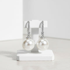 CUBIC ZIRCONIA COLLECTION - CLASSIC PEARL DROP EARRINGS - CZER394