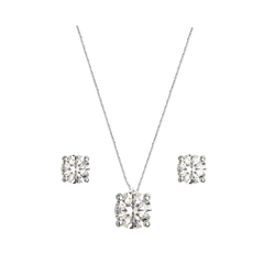 CUBIC ZIRCONIA COLLECTION - DAINTY CRYSTAL NECKLACE SET - CZNK80 SILVER