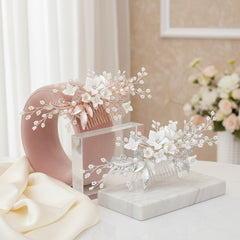 ATHENA COLLECTION -EXQUISITE FLORAL EMBELLISHED HAIR COMB COLLECTION - HC179