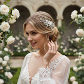 ATHENA COLLECTION -EXQUISITE FLORAL EMBELLISHED HAIR COMB - ROSE GOLD- HC173