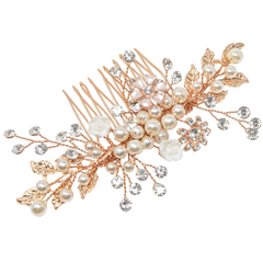 ATHENA COLLECTION - ETERNALLY PEARL HAIR COMB - HC160 ROSE GOLD