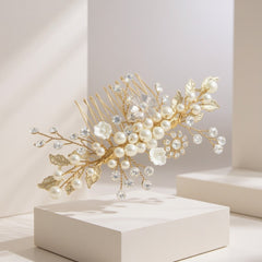 ATHENA COLLECTION - ETERNALLY PEARL HAIR COMB - HC160 GOLD