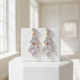 CUBIC ZIRCONIA COLLECTION - DAINTY SPARKLE DROP EARRINGS - CZER441 ROSE GOLD