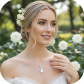 CUBIC ZIRCONIA COLLECTION - CRYSTAL TREASURE NECKLACE - CZNK82 - SILVER