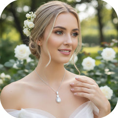 CUBIC ZIRCONIA COLLECTION - CRYSTAL TREASURE NECKLACE - CZNK82 - SILVER