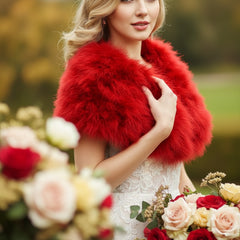 VINTAGE INSPIRED MARABOU FEATHER STOLE - RED (SG1)