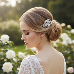 Crystal Flowers Hair Comb - Rose Gold AC14