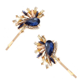 ATHENA COLLECTION - GATSBY STYLE CRYSTAL CLIPS - (CLIP748) SAPPHIRE