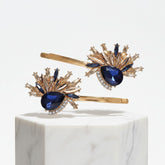 ATHENA COLLECTION - GATSBY STYLE CRYSTAL CLIPS - (CLIP748) SAPPHIRE