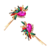 ATHENA COLLECTION - GATSBY STYLE CRYSTAL CLIPS - (CLIP748) FUCHSIA