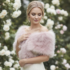 VINTAGE INSPIRED MARABOU FEATHER STOLE - BLUSH PINK (SG1)