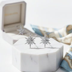 ATHENA COLLECTION - STARBURST EARRINGS - SILVER (CZER471)