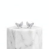 CUBIC ZIRCONIA COLLECTION - CRYSTAL BUTTERFLY EARRINGS - (CZER473) SILVER