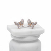 CUBIC ZIRCONIA COLLECTION - CRYSTAL BUTTERFLY EARRINGS - (CZER473) GOLD