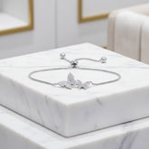 CUBIC ZIRCONIA COLLECTION - BEJEWELLED BUTTERFLY BRACELET - (CZBRA34) SILVER