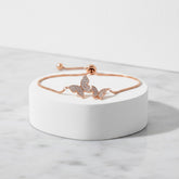 CUBIC ZIRCONIA COLLECTION - BEJEWELLED BUTTERFLY BRACELET - (CZBRA34) ROSE GOLD