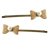 ATHENA COLLECTION - CHIC GOLD BOW CLIPS - CLIP 739