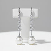 CUBIC ZIRCONIA COLLECTION - PEARL DROP EARRINGS - CZER474