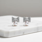 CUBIC ZIRCONIA COLLECTION - TREASURE BOW EARRINGS - CZER475