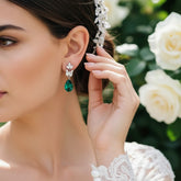 CUBIC ZIRCONIA COLLECTION - STARLET CHIC EARRINGS - CZER368 GREEN