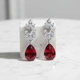 CUBIC ZIRCONIA COLLECTION - STARLET CHIC EARRINGS - CZER368 RED