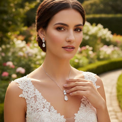 CUBIC ZIRCONIA COLLECTION - STARLET CHIC NECKLACE - SILVER - CZNK226