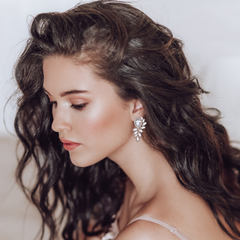 CUBIC ZIRCONIA COLLECTION - EXQUISITE STARLET EARRINGS - CZER476 SILVER