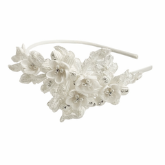 ATHENA COLLECTION - DAINTY FLOWER HEADBAND - AHB210 -SILVER